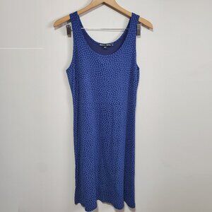 GUDRUN SJODEN Polka Dot Sleeveless Tank Dress Knee Length Blue Women's Medium